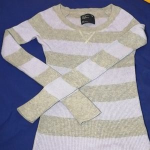 grey & lavender wide striped sweater dress